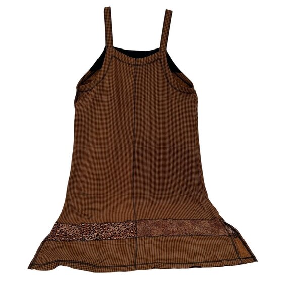 Vintage Napa Valley Petites Y2K Dress Romper L Brown & Black Rayon Floral Pocket - Picture 4 of 7